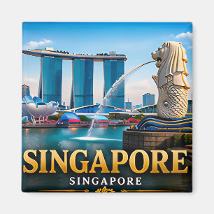 Imã Singapura Marina Bay e horizonte icônico