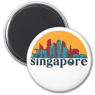 Imã Singapura - Retro City Skyline Cityscape Art