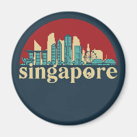 Singapura Vintage City Skyline Cityscape Art