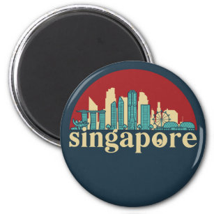 Imã Singapura Vintage City Skyline Cityscape Art