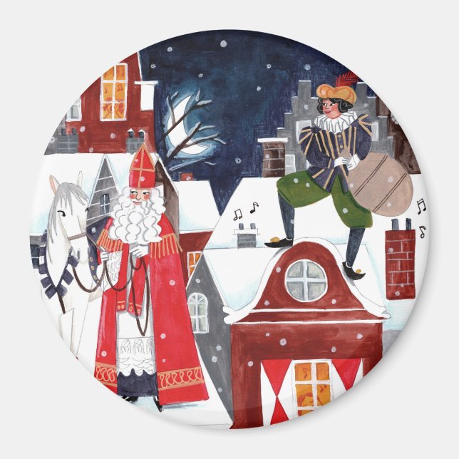 Imã Sinterklaas e Piet nos telhados de Amsterdã Mas (Frente)