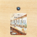 Ímã Sip and Cruise Beer Funny Door Marker<br><div class="desc">Este design foi criado através da arte digital. Pode ser personalizado na área fornecida ou personalizado escolhendo o clique para personalizar a opção adicional e alterando o nome, as iniciais ou as palavras. Você também pode alterar a cor e o estilo do texto ou excluir o texto de um design...</div>