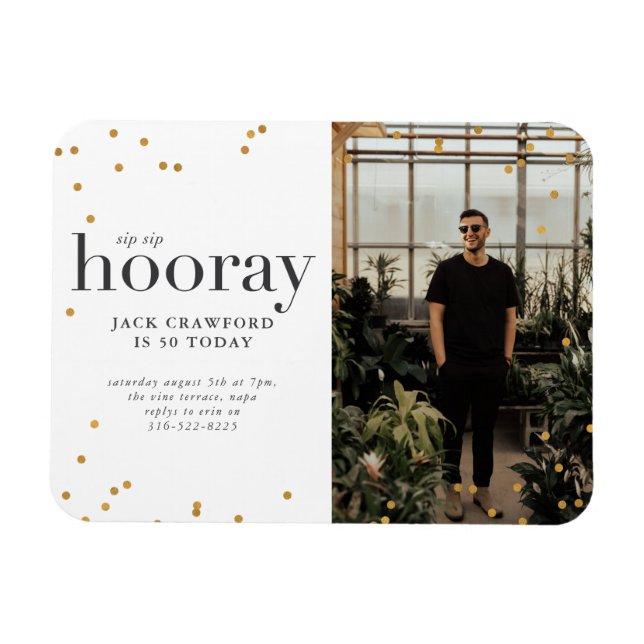 Ímã Sip sip hooray, convite à bolsa mensageifesta de a (Horizontal)