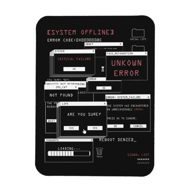 Ímã Sistema Offline - Design Techno-Brutalist (Vertical)