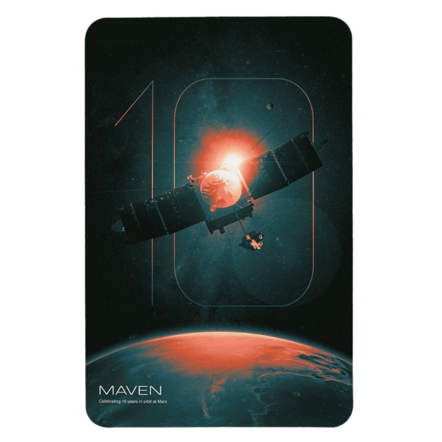 Ímã Sistema Solar, 10 anos de Satelite Maven Mars (Vertical)