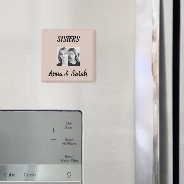 Imã Sister Gift Magnet – Personalized with Names&Photo (In Situ (Fridge))