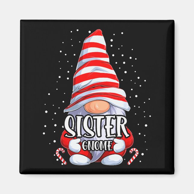 Imã Sister Gnome Christmas Pajamas Matching Family Gro (Frente)