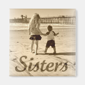 Imã Sisters Beach Photo Square Magnet