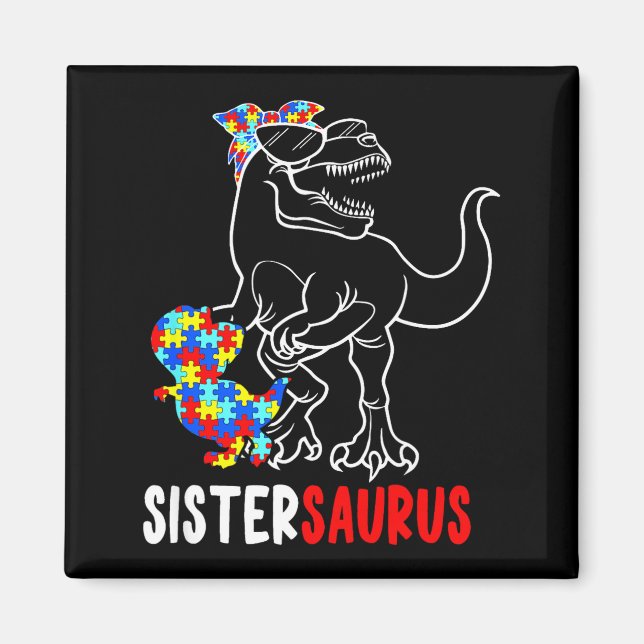 Imã Sistersaurus T Rex Dinossauro Conscientização do A (Frente)