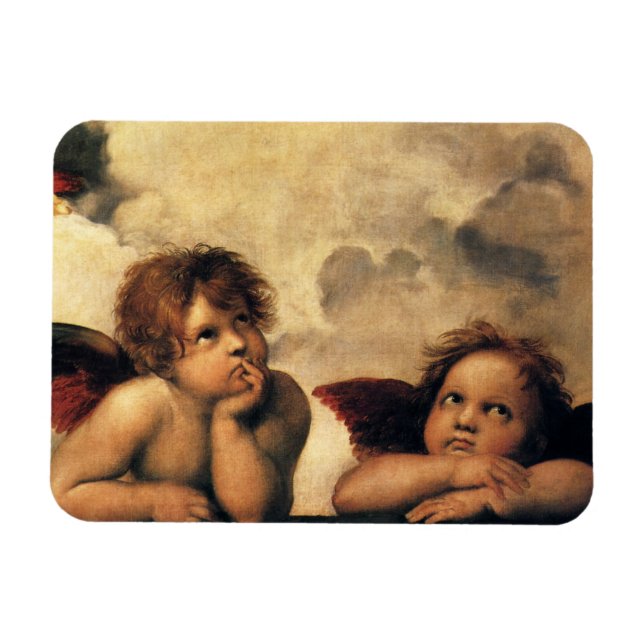 Ímã Sistine Madonna Angels por Raphael Sanzio (Horizontal)