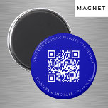 Imã Site de casamento Detalhes do código QR rsvp real<br><div class="desc">Adicione sua url para seu site de casamento. Para obter informações,  detalhes,  rsvp online. Um fundo azul real,  texto branco.</div>