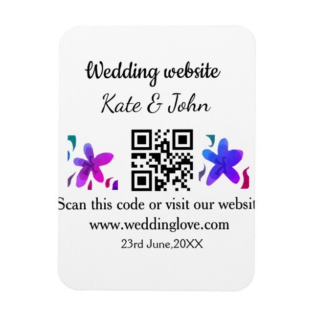 Ímã Site de casamento mínimo simples Q R código adicio (Vertical)