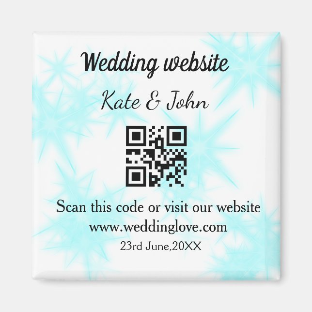 Imã site de casamento simples minimal QR code adicione (Frente)