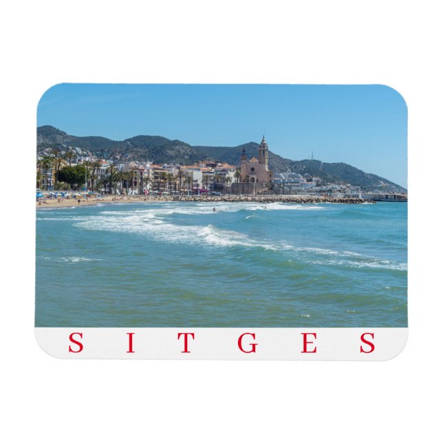 Ímã Sitges sea and church fridge magnet (Horizontal)