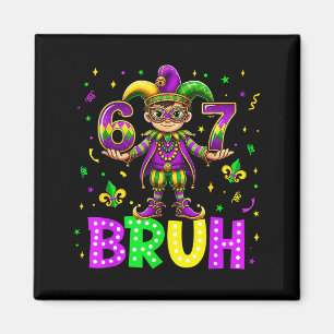 Imã Six Seven 67 Bruh Feliz Mardi Gras Leprechaun Fleu