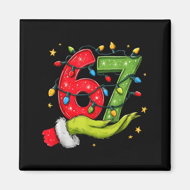 Imã Six Seven 67 Christmas Lights Hand Signs Elf Light (Frente)