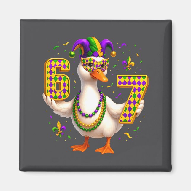 Imã Six Seven 67 Meme Goose With Jester Hat &amp; Bead (Frente)