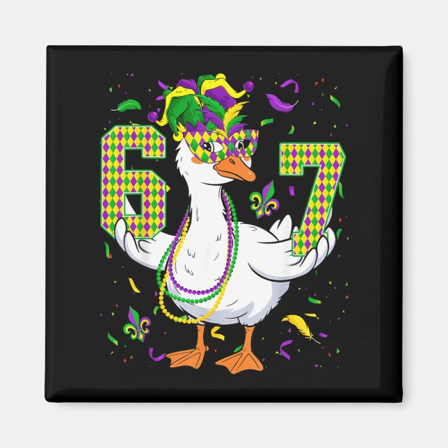 Imã Six Seven 67 Meme Goose With Jester Hat &amp; Bead (Frente)