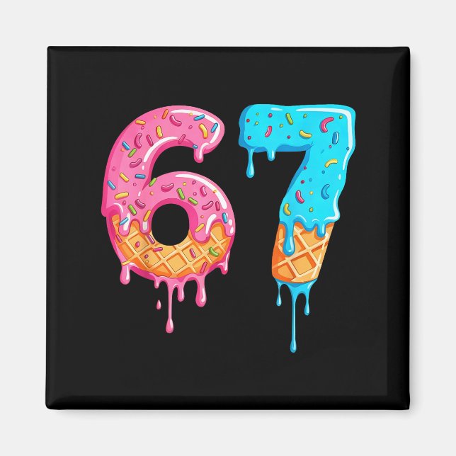Imã Six Seven 67 Meme Ice Cream Drip Funny  (Frente)