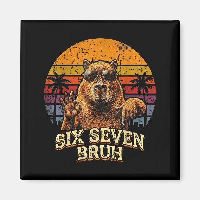 Imã Six Seven Bruh 67 Capybara 6 7 Funny Meme Animal 6 (Frente)