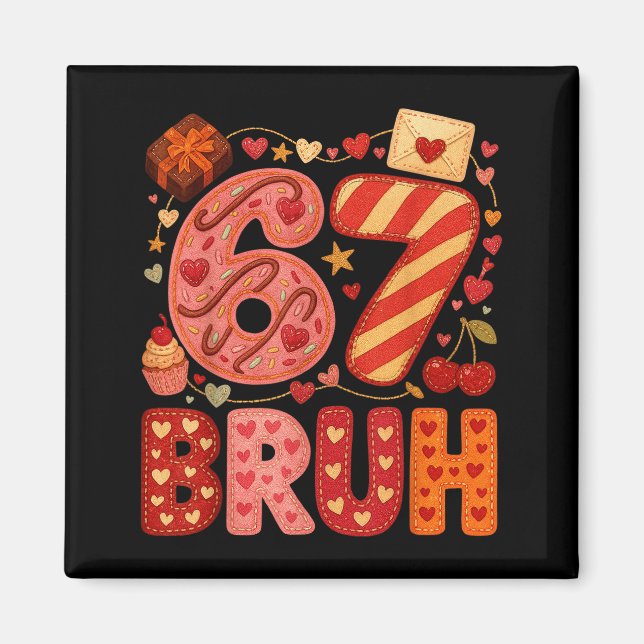 Imã Six Seven Bruh Valentine Heart 67 Cute Kids Meme B (Frente)