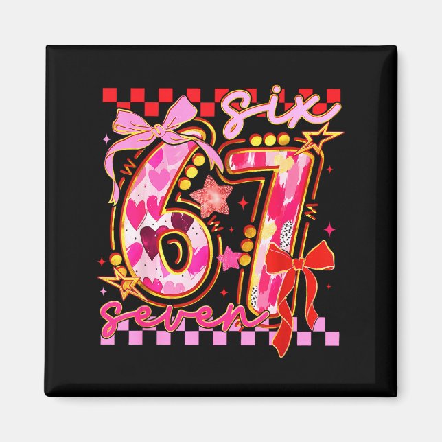 Imã Six Seven Valentine Day Funny Nk 67 Cute Bow Girls (Frente)