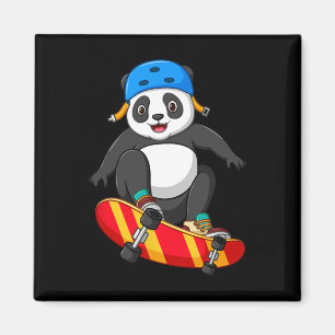 Imã Skateboarding Panda Feliz Skateboard Fofo Esportiv