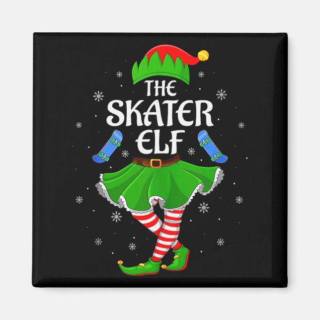 Imã Skater Elf Christmas Family Girls Women Elf Squad  (Frente)
