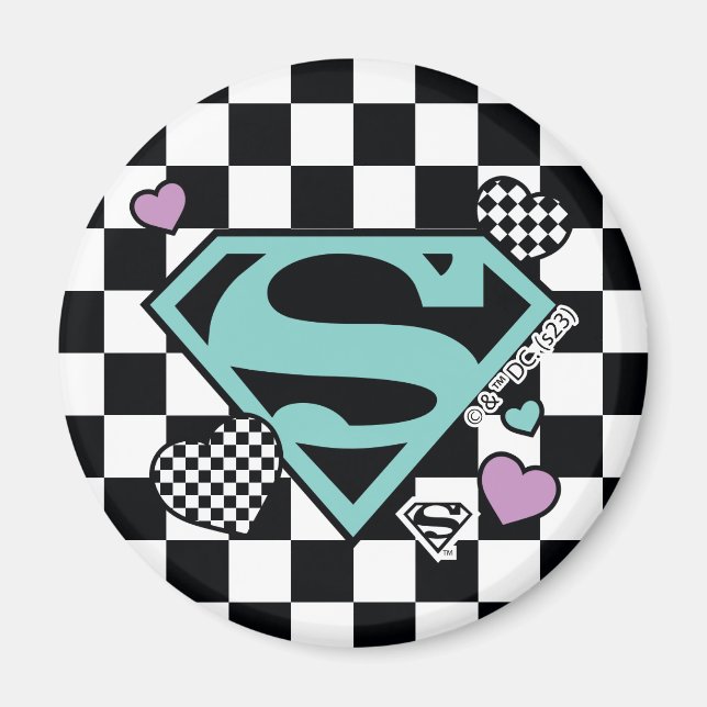 Imã Skater Girl Supergirl Hearts-Shield (Frente)