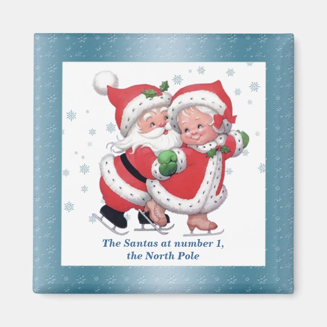 Imã Skating Snowman e SnowWomen Magnet (Frente)