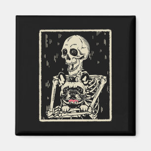 Imã Skeleton abraça o cão-grande francês