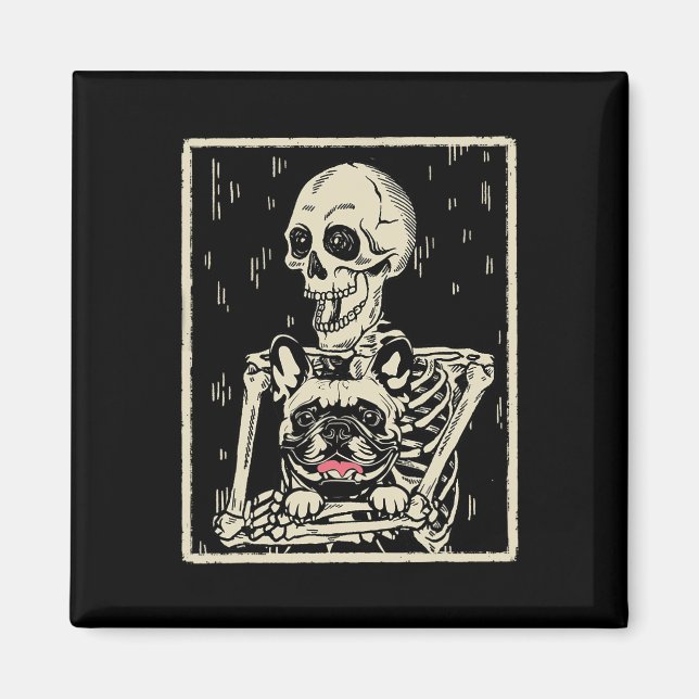 Imã Skeleton abraça o cão-grande francês (Frente)