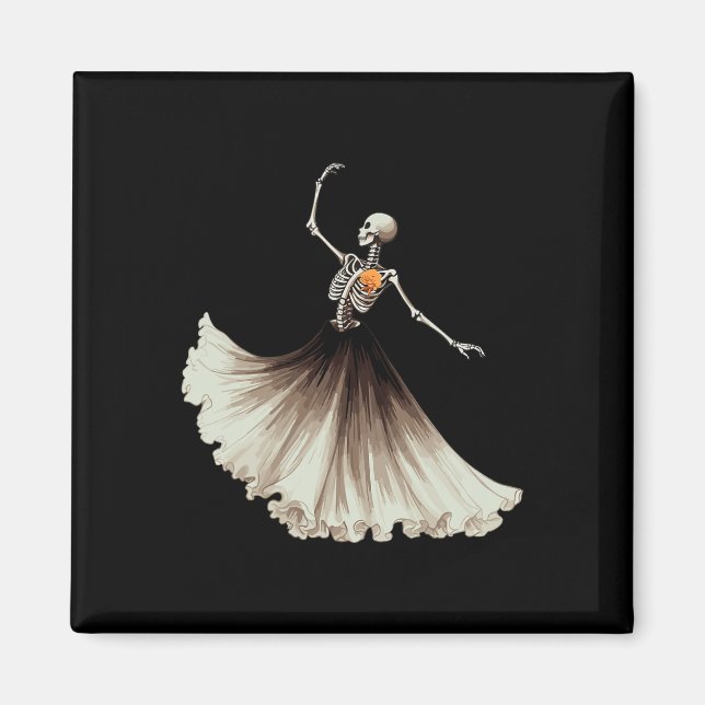Imã Skeleton Ballerina Balé Dance Halloween Mulheres G (Frente)