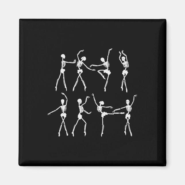 Imã Skeleton Ballerinas Balé Dance Cute Halloween Co (Frente)