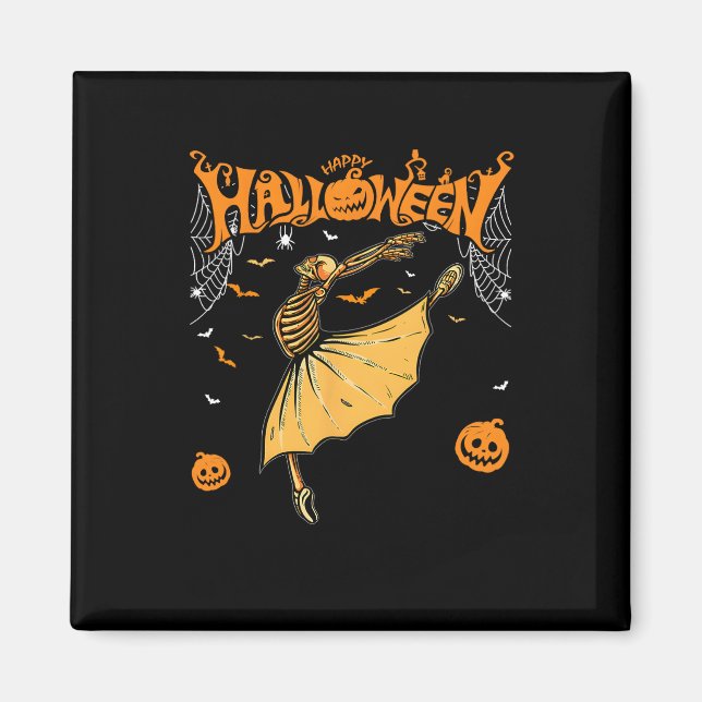Imã Skeleton Ballerinas Balé Dance Cute Halloween Co (Frente)