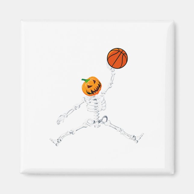 Imã Skeleton Basball Halloween Pumpkin Slam Dunk (Frente)