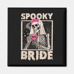 Imã Skeleton Bride Bebendo Café Casamento Halloween C