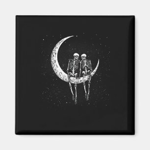 Imã Skeleton Casal Na Lua Diversão Do Dia Das Bruxas