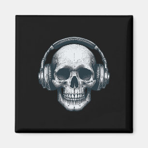 Imã Skeleton Dj Fones de ouvido Spooky Skull Musical H