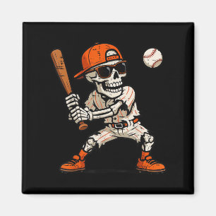 Imã Skeleton engraçado jogando beisebol Homens do Dia