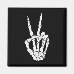 Imã Skeleton Engraçado Manda Sinal de Paz Amor Cos Hal