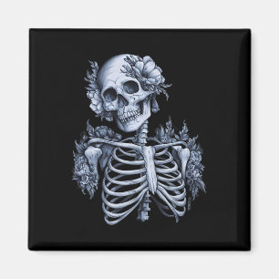 Imã Skeleton Floral Skull Halloween Occult Wome