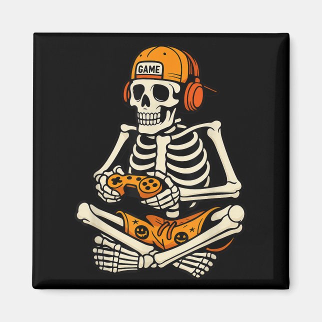 Imã Skeleton Gamer Headphone Dia de as Bruxas engraçad (Frente)