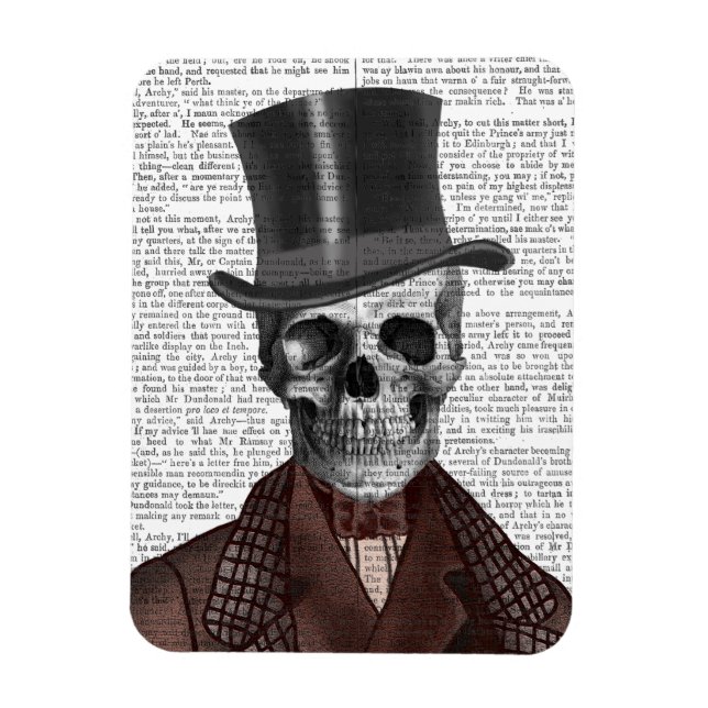 Ímã Skeleton Gentleman e Chapéu Superior (Vertical)