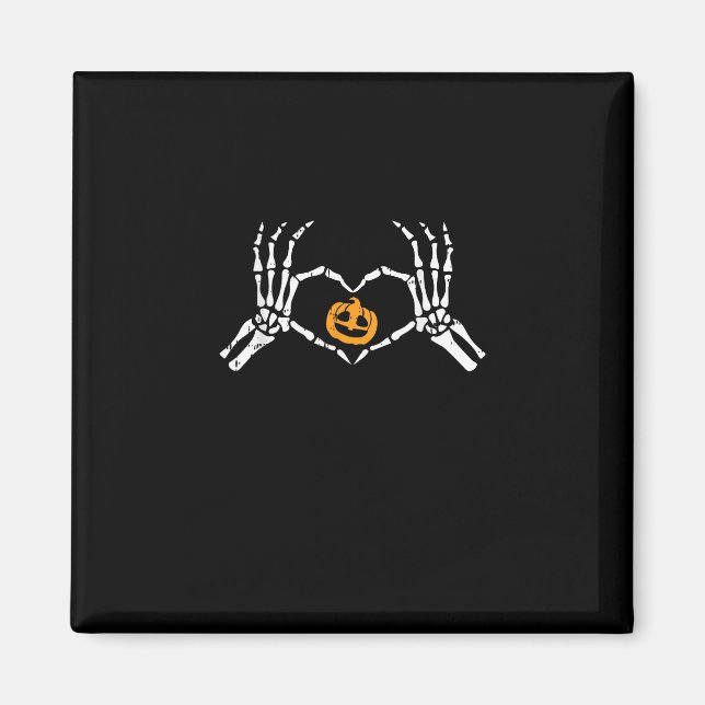 Imã Skeleton Halloween Heart Halloween Costume Pumpkin (Frente)