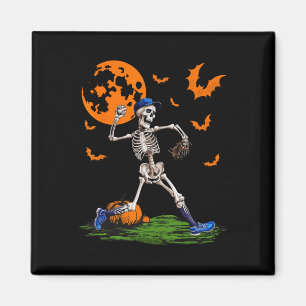 Imã Skeleton Halloween Men Boys Baseball Spooky