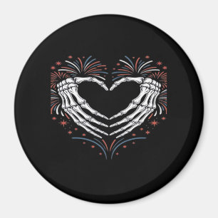 Imã Skeleton Hand Heart 4th Of Usa Patriotic American