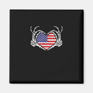Imã Skeleton Hand Heart Do 4º Da Bandeira Americana Pa