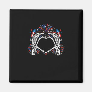 Imã Skeleton Hand Heart EUA Patriotic American