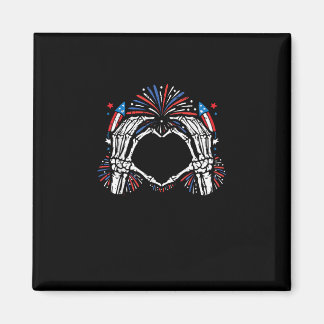 Imã Skeleton Hand Heart EUA Patriotic American